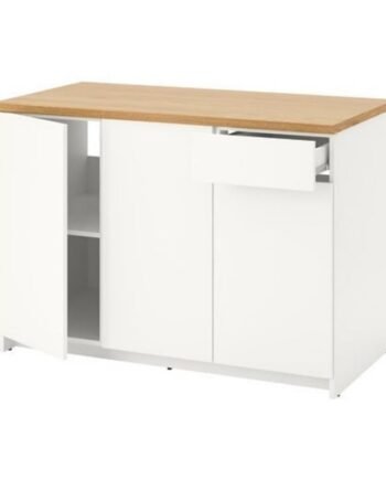 Base cabinet with doors and drawer, white, 120 cm