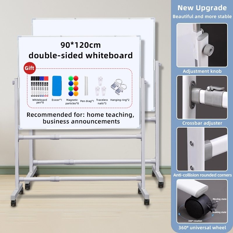 Magnetic Whiteboard With Stand and Rollers