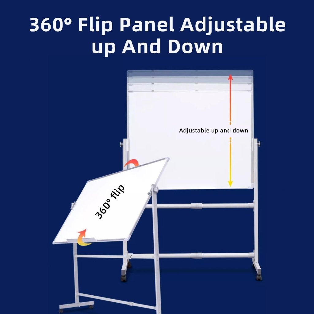 Magnetic Whiteboard With Stand and Rollers
