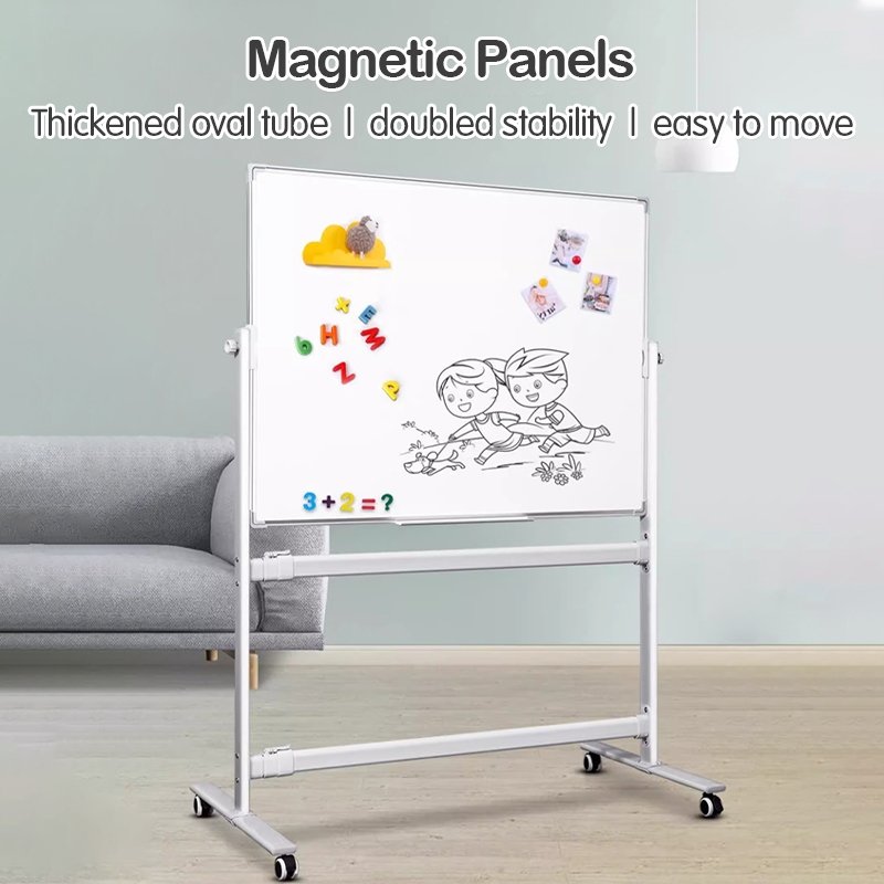 Magnetic Whiteboard With Stand and Rollers
