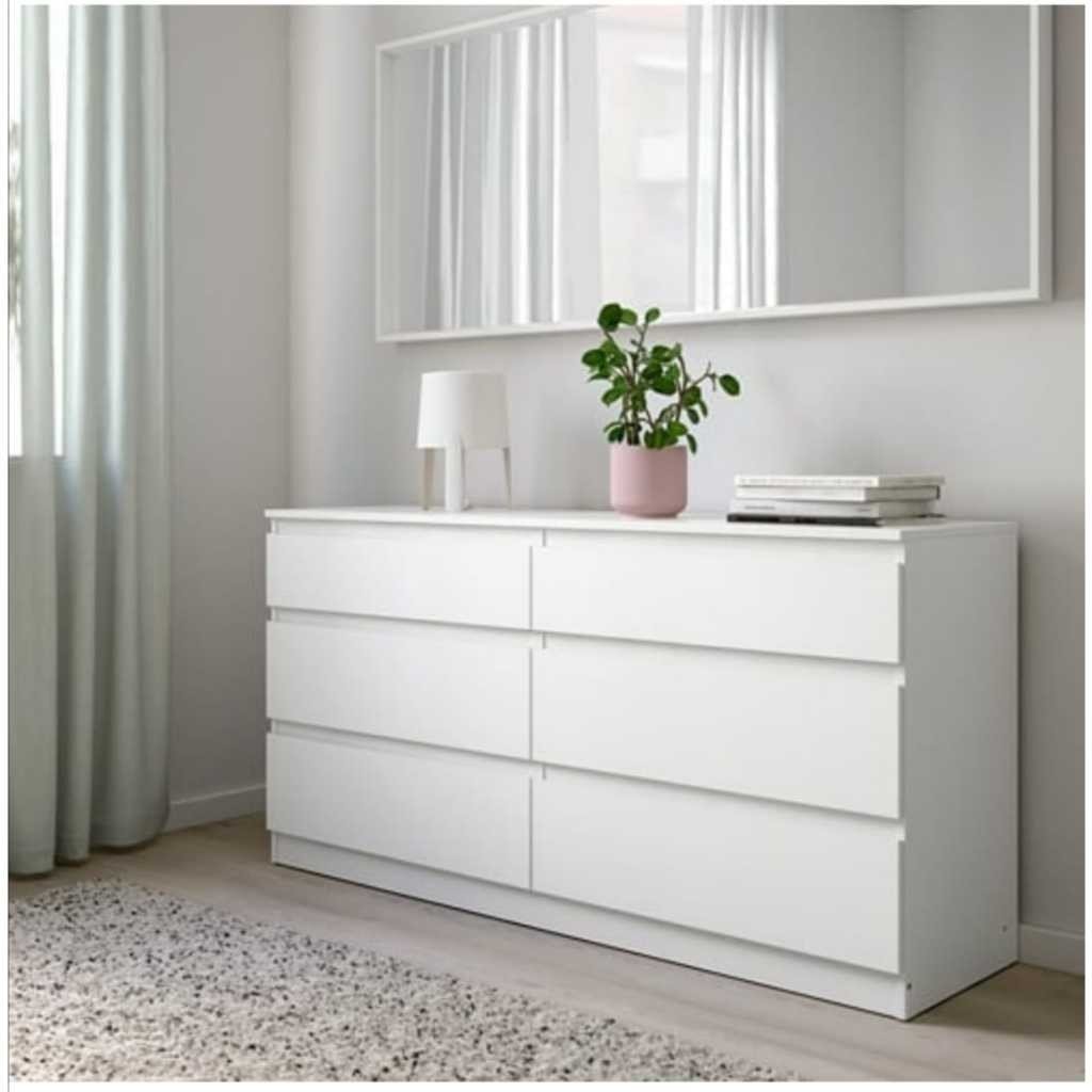 KULLEN Chest of 6 drawers, white, 140x72cm