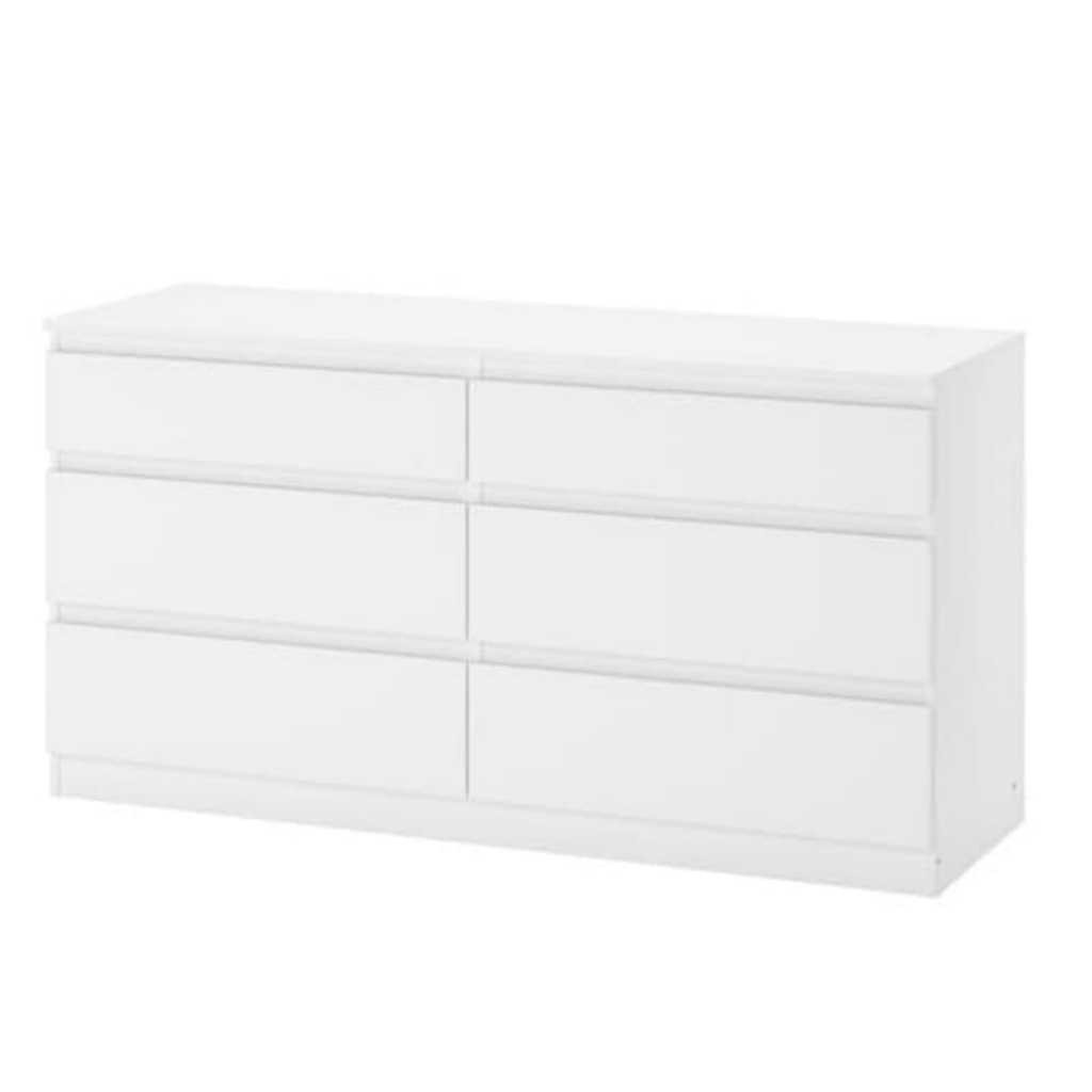 KULLEN Chest of 6 drawers, white, 140x72cm